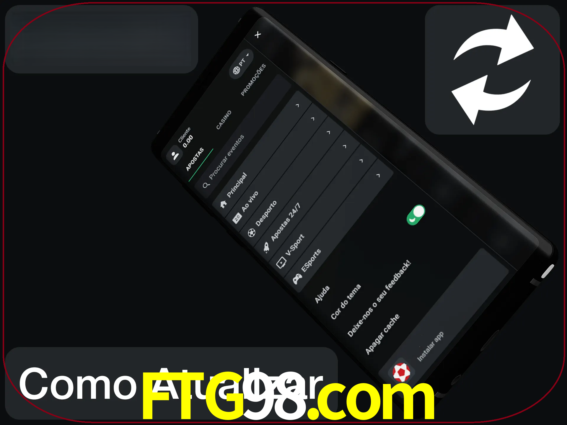 O aplicativo é atualizado automaticamente quando você faz o login.