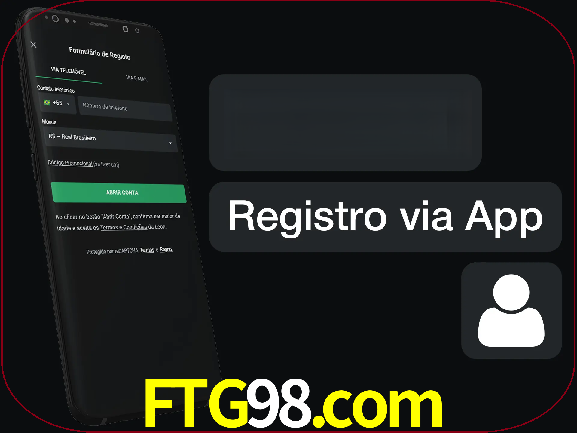 Registre-se com duas etapas usando o aplicativo.