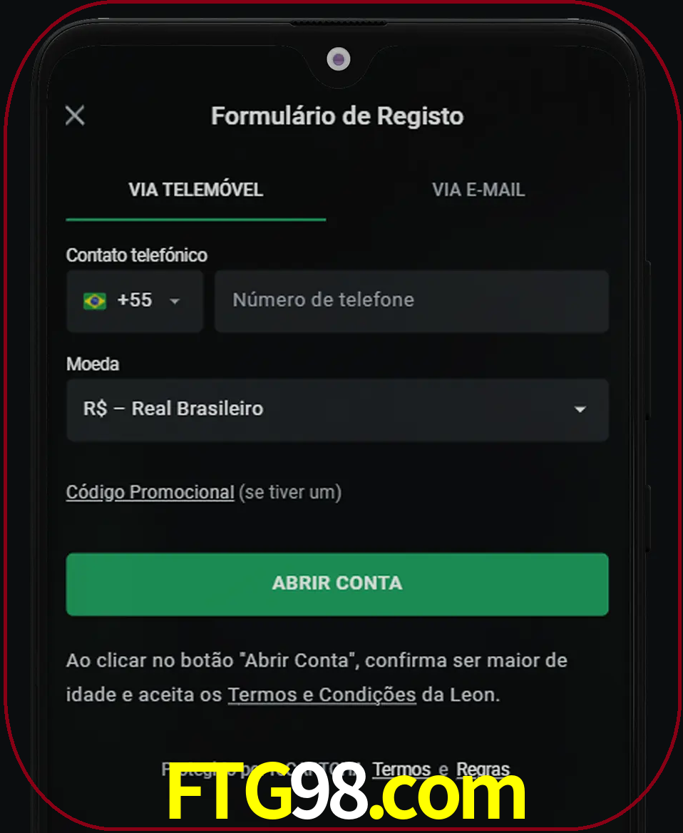 Abra o aplicativo e inicie o processo de registro.