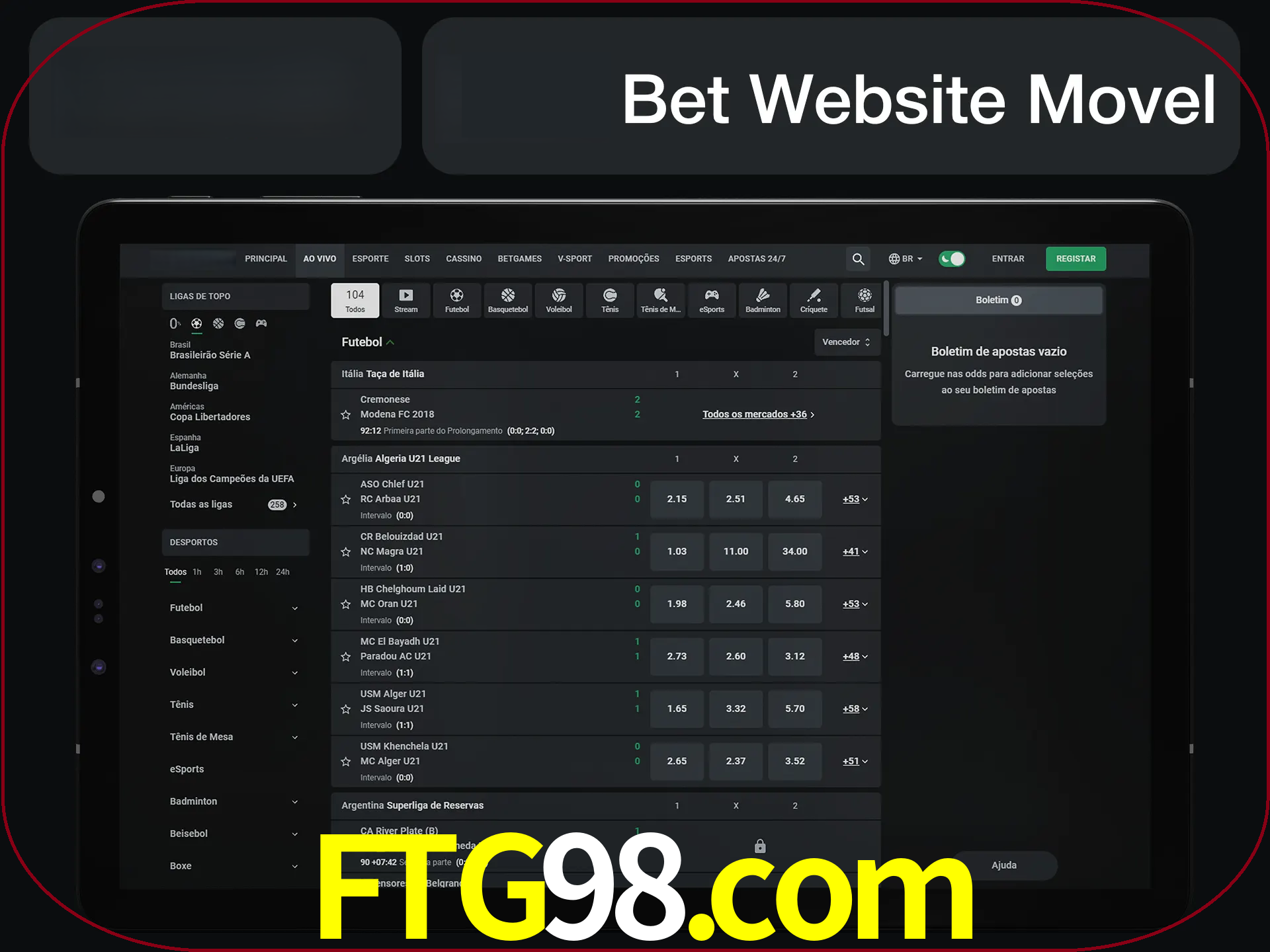 Use nosso website em qualquer dispositivo.